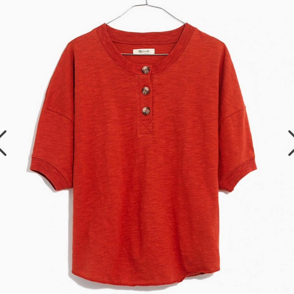 NWT Madewell Raw-Edge Henley Tee- XXS
